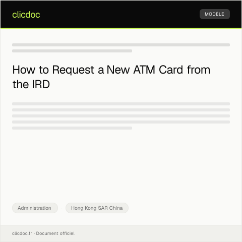 Document preview: Request for New ATM Card Issuance — Administration, Hong Kong SAR China