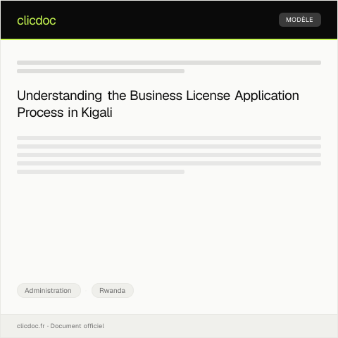 Document preview: Request for New Business License from Kigali City — Administration, Rwanda