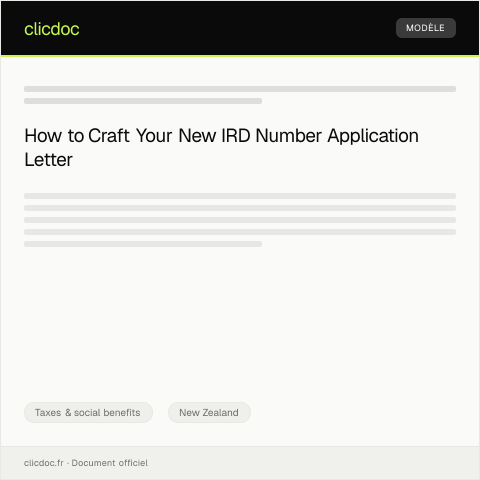 Document preview: Request for New IRD Number Application — Taxes & social benefits, New Zealand