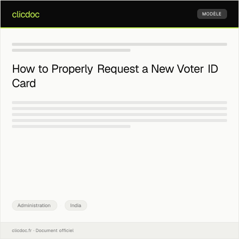 Document preview: Request for New Voter ID Card at Election Commission Office — Administration, India