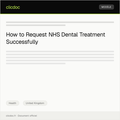 Document preview: Request for NHS Dental Treatment — Health, United Kingdom