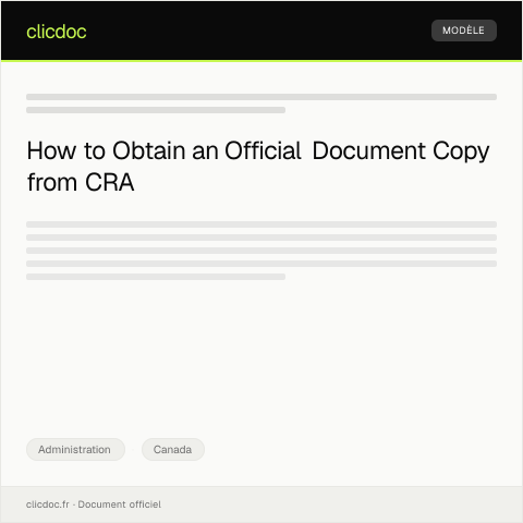 Document preview: Request for Official Document Copy from Canada Revenue Agency — Administration, Canada