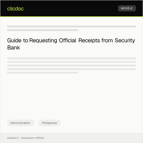 Document preview: Request for Issuance of Official Receipt for Deposits at Security Bank — Administration, Philippines