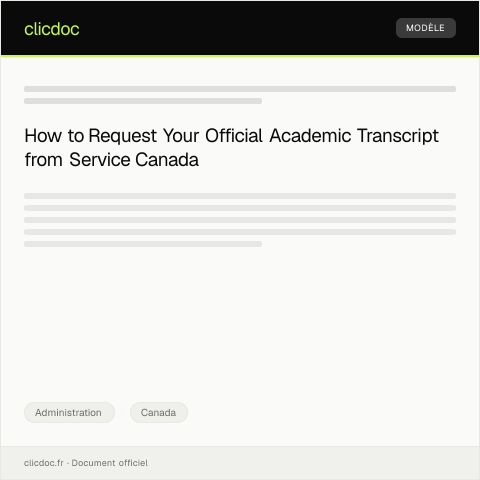 Document preview: Request for Official Transcript of Academic Record — Administration, Canada