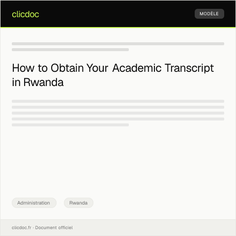 Document preview: Request for Official Transcript of Academic Records — Administration, Rwanda