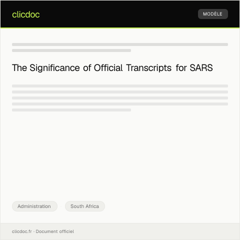 Document preview: Request for Official Transcript from a South African University in Stellenbosch — Administration, South Africa