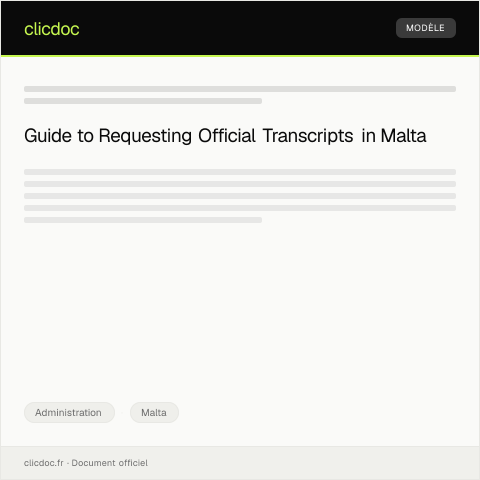 Document preview: Request for Official Transcripts from the University of Malta — Administration, Malta