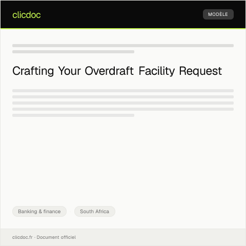 Document preview: Request for Overdraft Facility from Bank — Banking & finance, South Africa