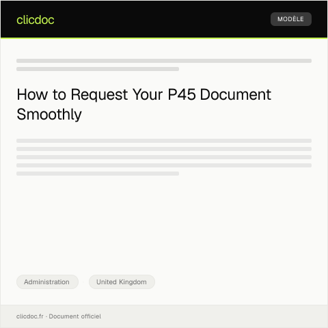 Document preview: Request for P45 Document after Leaving Job — Administration, United Kingdom