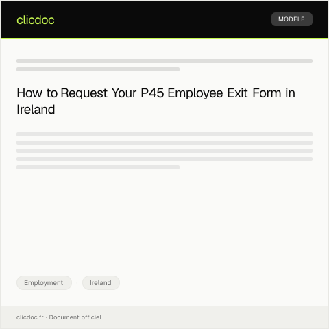 Document preview: Request for P45 Employee Exit Form — Employment, Ireland