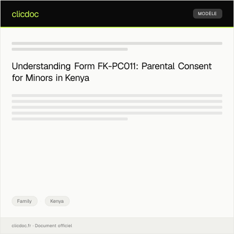 Document preview: Request for Parental Consent for Minors (Form FK-PC011) — Family, Kenya