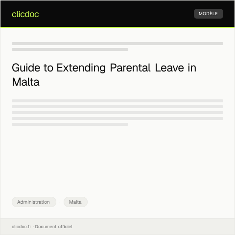 Document preview: Request for Parental Leave Extension for Childcare at Maltese Social Security — Administration, Malta