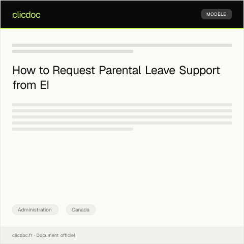Document preview: Request for Parental Leave Support from Employment Insurance — Administration, Canada