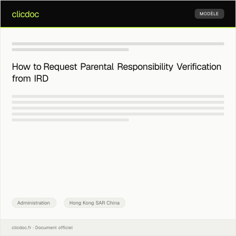 Document preview: Request for Parental Responsibility Verification — Administration, Hong Kong SAR China