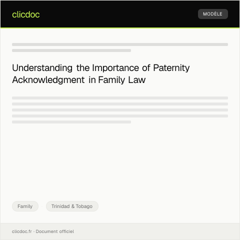 Document preview: Request for paternity acknowledgment document — Family, Trinidad & Tobago