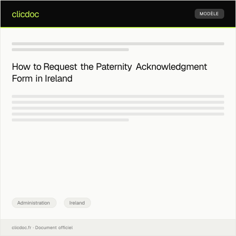 Document preview: Request for Paternity Acknowledgment Form — Administration, Ireland