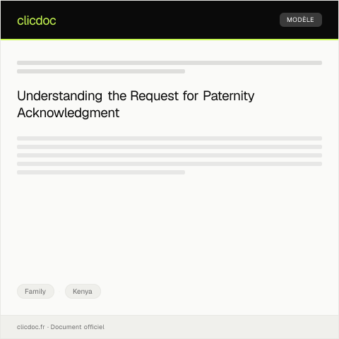 Document preview: Request for Paternity Acknowledgment (Form FK-PA019) — Family, Kenya