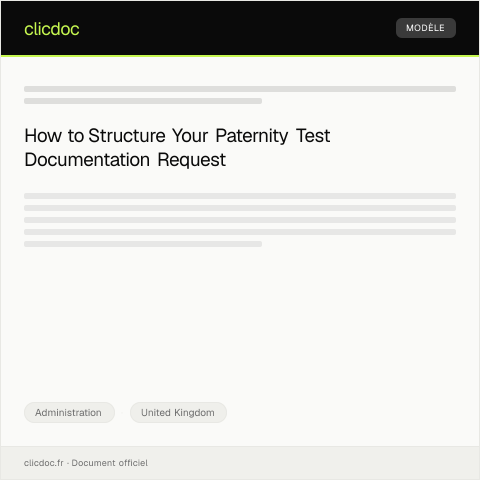 Document preview: Request for Paternity Test Documentation — Administration, United Kingdom