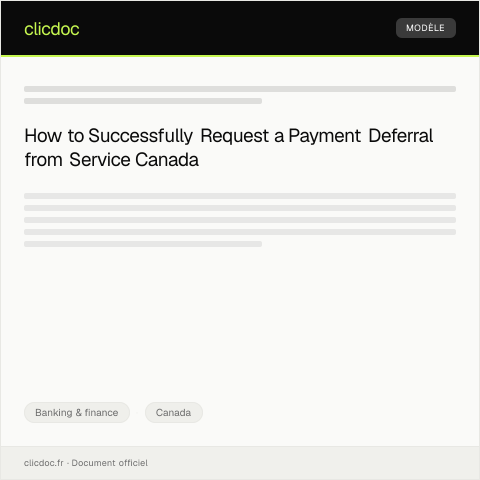 Document preview: Request for payment deferral - Demande de report de paiement — Banking & finance, Canada