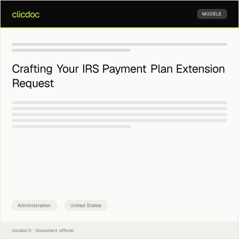 Document preview: Request for Payment Plan Extension — Administration, United States