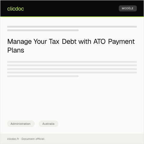 Document preview: Request for Payment Plan for Outstanding Tax Debt — Administration, Australia