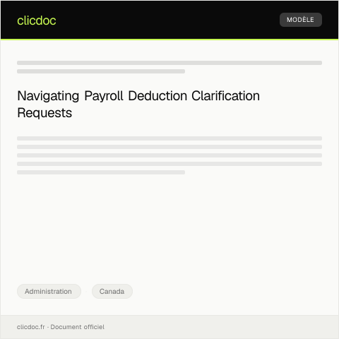 Document preview: Request for Payroll Deduction Clarification — Administration, Canada