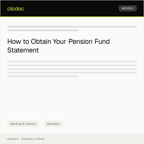 Document preview: Request for Pension Fund Statement — Banking & finance, Mauritius