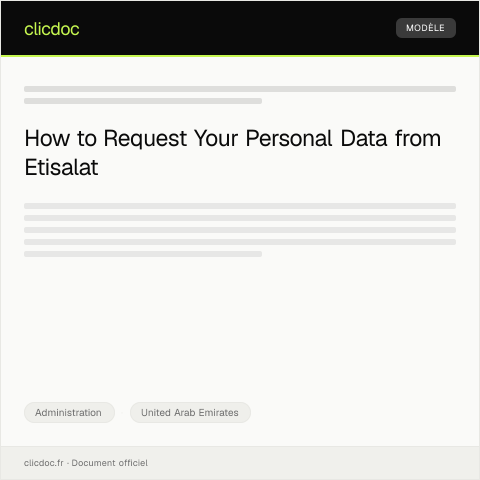 Document preview: Request for Personal Data Access from Etisalat — Administration, United Arab Emirates