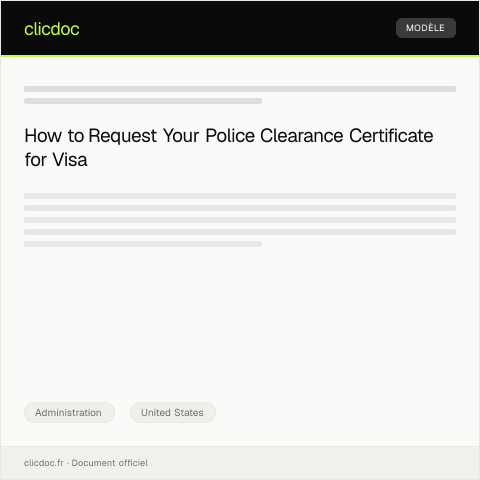 Document preview: Request for Police Clearance Certificate for Visa Application — Administration, United States