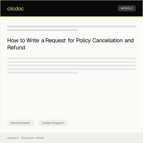Document preview: Request for Policy Cancellation and Refund — Administration, United Kingdom