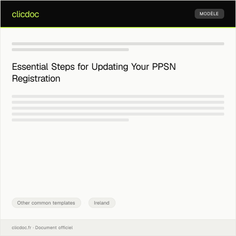 Document preview: Request for PPSN Registration Update — Other common templates, Ireland