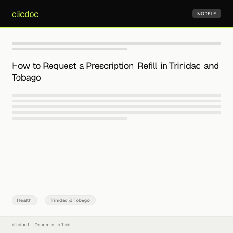 Document preview: Request for Prescription Refill Authorization from a Medical Practitioner — Health, Trinidad & Tobago