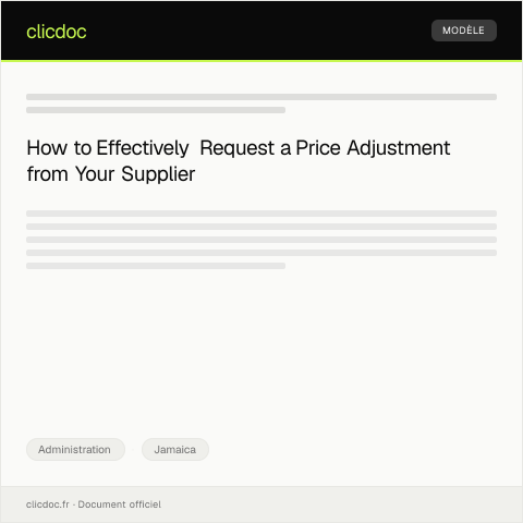 Document preview: Request for Price Adjustment on Pending Invoice from Supplier — Administration, Jamaica