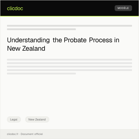 Document preview: Request for Probate or Estate Settlement — Legal, New Zealand