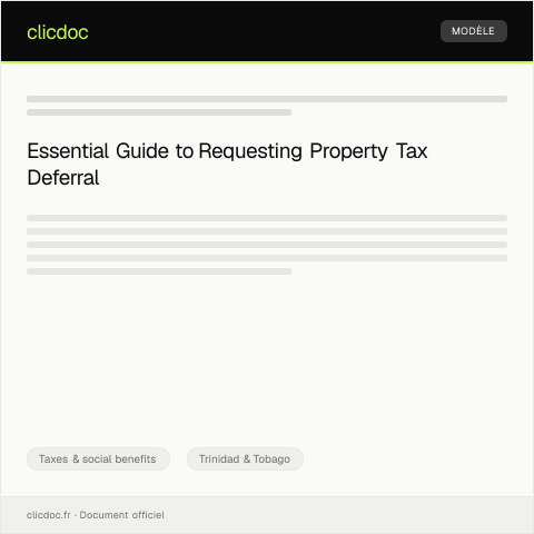 Document preview: Request for Property Tax Deferral — Taxes & social benefits, Trinidad & Tobago
