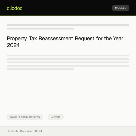 Document preview: Request for Reassessment of Property Tax for 2024 — Taxes & social benefits, Guyana