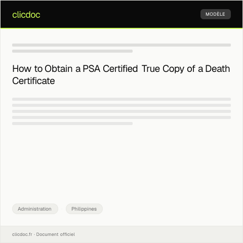 Document preview: Request for PSA Certified True Copy of Death Certificate — Administration, Philippines