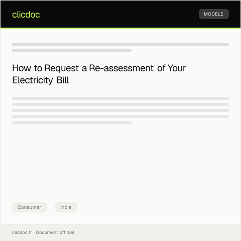 Document preview: Request for Re-assessment of Electricity Bill from State Power Department — Consumer, India