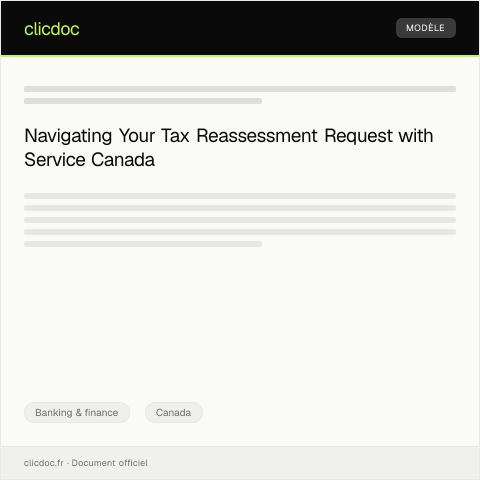 Document preview: Request for reassessment of taxes - Demande de réévaluation fiscale — Banking & finance, Canada