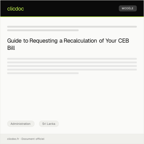 Document preview: Request for Recalculation of Electricity Bill from Ceylon Electricity Board — Administration, Sri Lanka