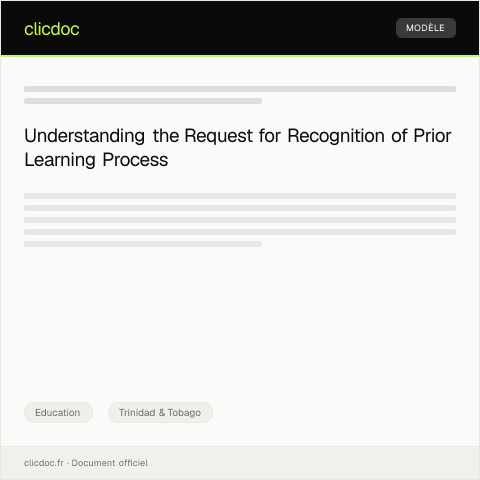 Document preview: Request for Recognition of Prior Learning — Education, Trinidad & Tobago