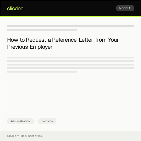 Document preview: Request for Reference Letter from Previous Employer — Administration, Jamaica