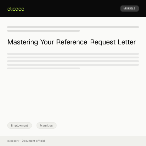 Document preview: Letter to Request a Reference — Employment, Mauritius