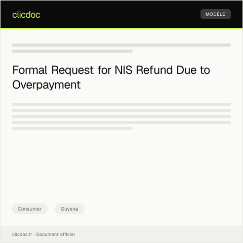 Document preview: Request for Refund from the Guyana National Insurance Scheme after Overpayment — Consumer, Guyana