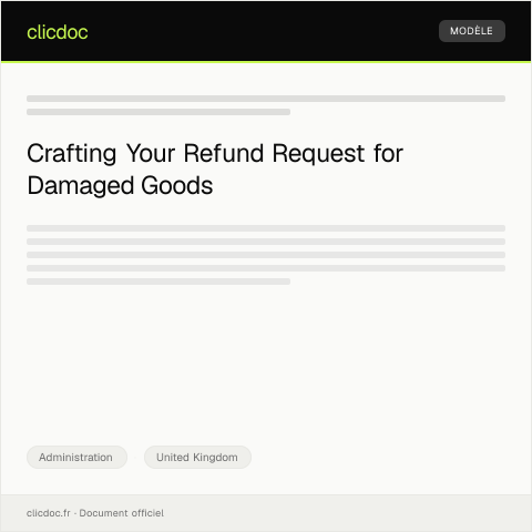 Document preview: Request for Refund of Damaged Goods — Administration, United Kingdom