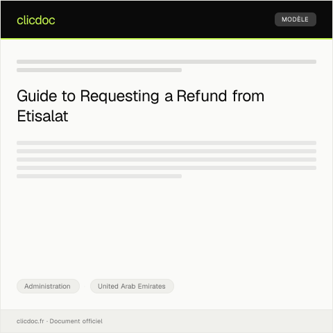 Document preview: Request for Refund of Excess Payment to Etisalat — Administration, United Arab Emirates