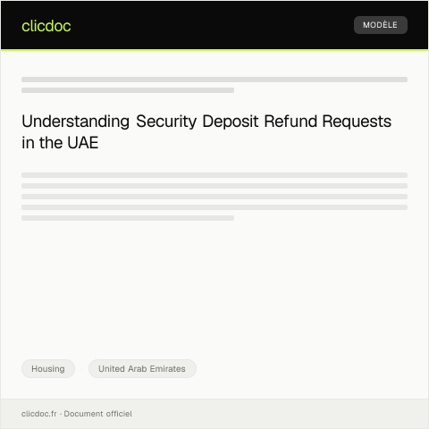 Document preview: Request for Refund of Security Deposit — Housing, United Arab Emirates