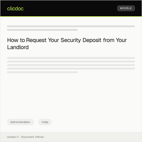 Document preview: Request for Refund of Security Deposit from Landlord — Administration, India