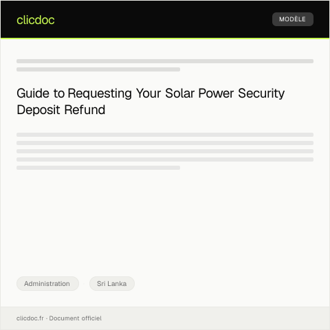 Document preview: Request for Refund of Security Deposit for Solar Power Installation — Administration, Sri Lanka