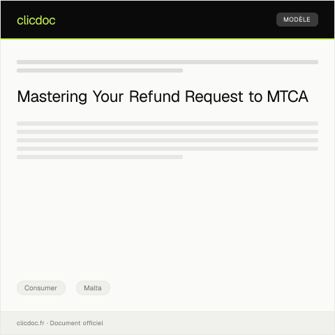 Document preview: Request for Refund or Replacement — Consumer, Malta